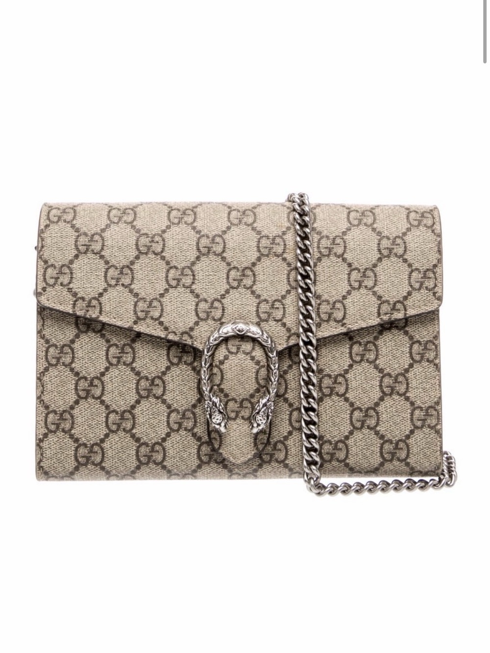 Gucci Beige GG Supreme Dionysus Chain Shoulder Wallet